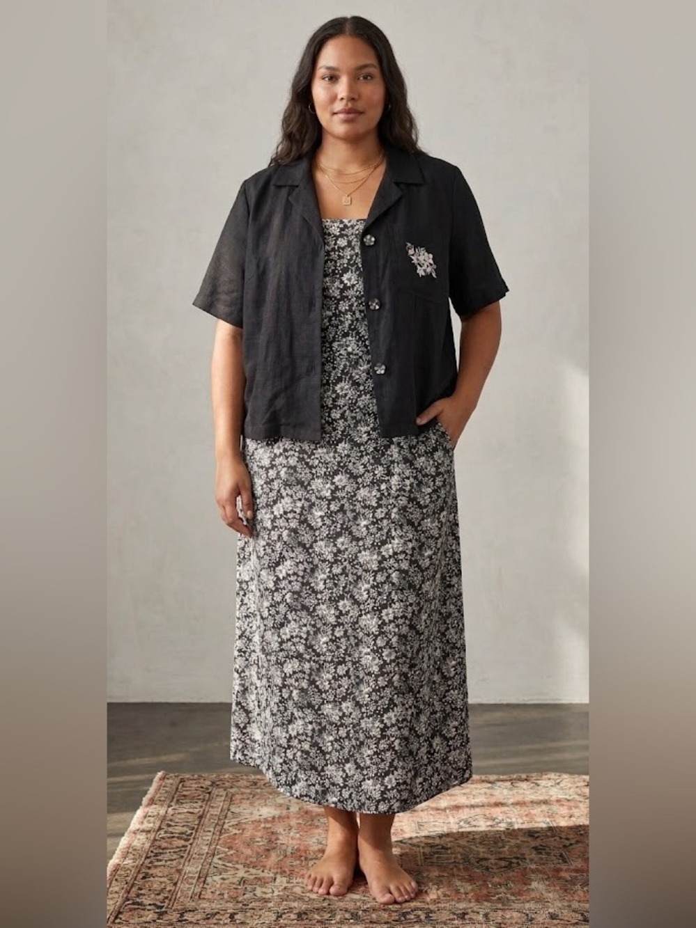 Erika 2 - Piece Dress and Top Black and White Floral